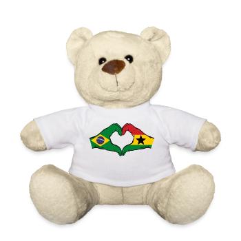 Brazil Ghana Flag Hands Heart Shape - Teddy Bear - white - Front