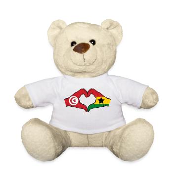Tunesien Ghana Flagge Hände Herzform - Teddy - Weiß - Vorne