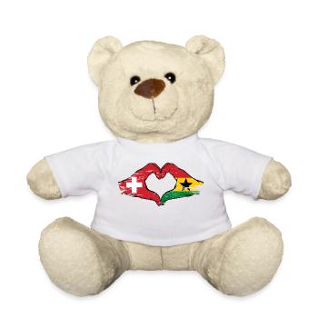 Suisse Ghana drapeau mains forme de coeur utilisé - Nounours - blanc - Devant