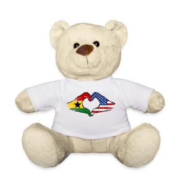Ghana USA flag hands heart shape used - Teddy Bear - white - Front