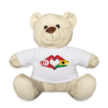 Tunisie Ghana drapeau mains forme de coeur utilisé - Nounours - blanc - Devant