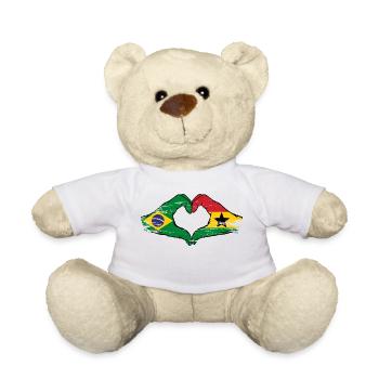 Brasilien Ghana Flagge Hände Herzform used - Teddy - Weiß - Vorne