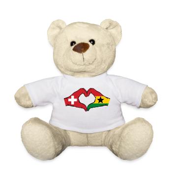 Schweiz Ghana Flagge Hände Herzform - Teddy - Weiß - Vorne