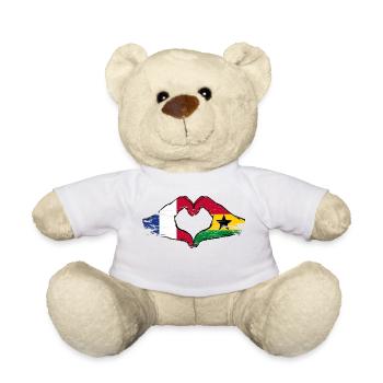 Drapeau de la France Ghana mains forme de coeur utilisé - Nounours - blanc - Devant
