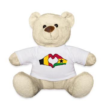 Belgien Ghana Flagge Hände Herzform - Teddy - Weiß - Vorne