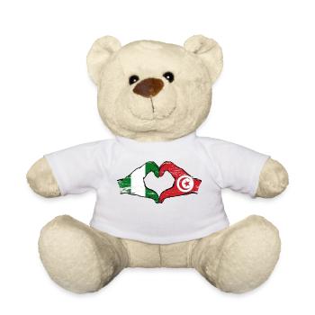 Nigeria Tunisie drapeau mains forme de coeur utilisé - Nounours - blanc - Devant