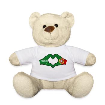 Saudi Arabia Portugal Flag Hands Heart Shape - Teddy Bear - white - Front