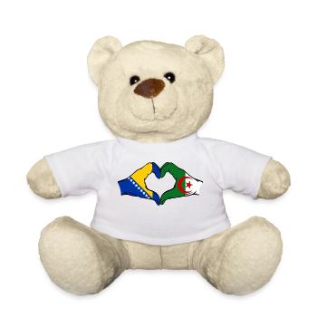 Bosnie Algérie Drapeau Mains Coeur Forme - Nounours - blanc - Devant