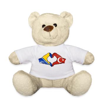 Bosnien Türkei Flagge Hände Herzform used - Teddy - Weiß - Vorne