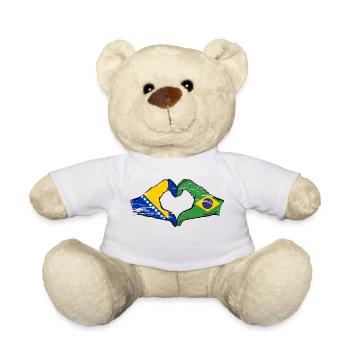 Bosnia Brazil Flag Hands Heart Shape Used - Teddy Bear - white - Front