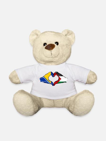 Bosnie Palestine drapeau mains forme de coeur utilisé - Nounours - blanc