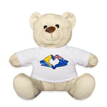 Bosnie Nouvelle-Zélande drapeau mains forme de coeur utilisé - Nounours - blanc - Devant