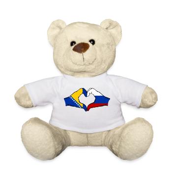 Bosnie Russie Drapeau Mains Coeur Forme - Nounours - blanc - Devant