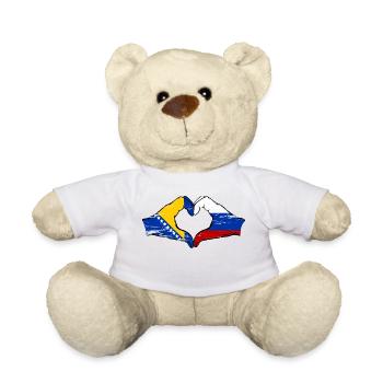 Bosnie Russie Drapeau Mains Coeur Forme Utilisé - Nounours - blanc - Devant