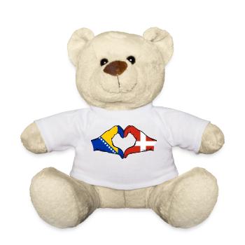 Bosnien Dänemark Flagge Hände Herzform - Teddy - Weiß - Vorne