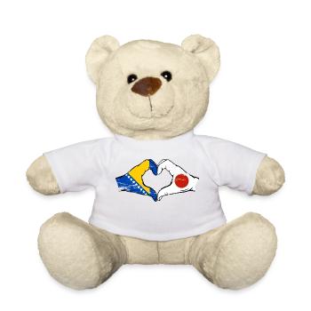 Bosnie Japon drapeau mains forme de coeur utilisé - Nounours - blanc - Devant