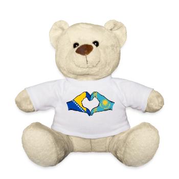 Bosnien Kasachstan Flagge Hände Herzform - Teddy - Weiß - Vorne