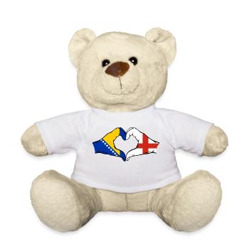 Bosnie Angleterre Drapeau Mains Coeur Forme - Nounours - blanc - Devant