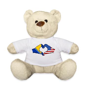 Bosnia USA Flag Hands Heart Shape - Teddy Bear - white - Front