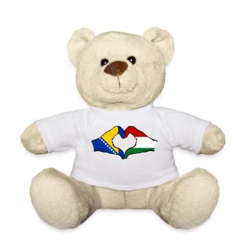Bosnia Hungary Flag Hands Heart Shape - Teddy Bear - white - Front