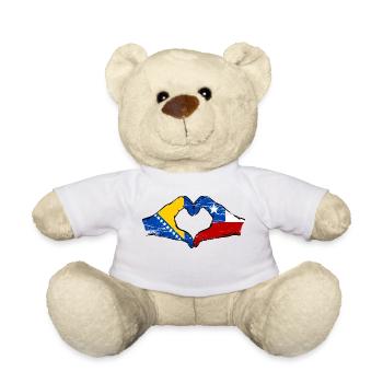 Bosnia Chile flag hands heart shape used - Teddy Bear - white - Front