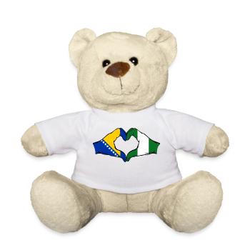 Bosnie Nigeria Drapeau Mains Coeur Forme - Nounours - blanc - Devant