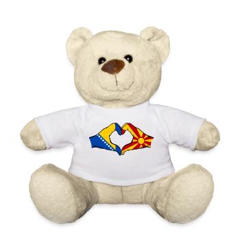 Bosnie Macédoine Drapeau Mains Coeur Forme - Nounours - blanc - Devant