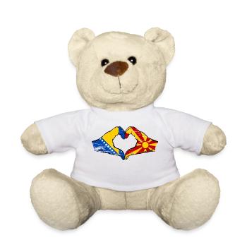 Bosnien Makedonien Flagge Hände Herzform used - Teddy - Weiß - Vorne