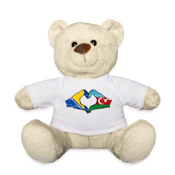 Bosnien Aserbaidschan Flagge Hände Herzform used - Teddy - Weiß - Vorne