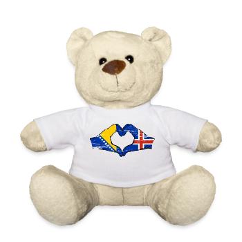 Bosnia Iceland flag hands heart shape used - Teddy Bear - white - Front