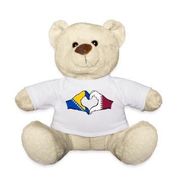 Bosnien Katar Flagge Hände Herzform - Teddy - Weiß - Vorne