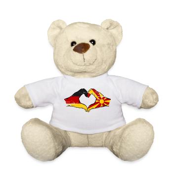 Deutschland Makedonien Flagge Hände Herzform used - Teddy - Weiß - Vorne