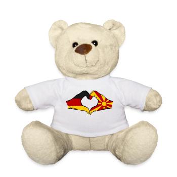 Deutschland Makedonien Flagge Hände Herzform - Teddy - Weiß - Vorne