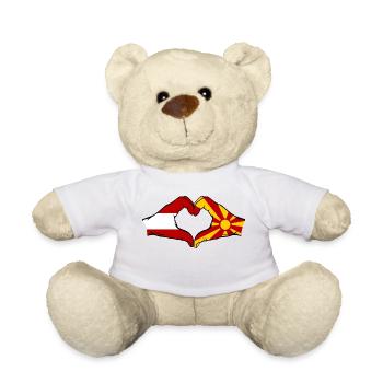 Österreich Makedonien Flagge Hände Herzform - Teddy - Weiß - Vorne
