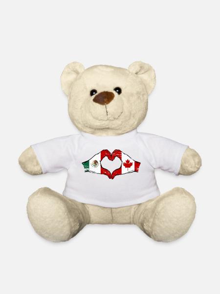 Mexique Canada drapeau mains forme coeur utilisé - Nounours - blanc
