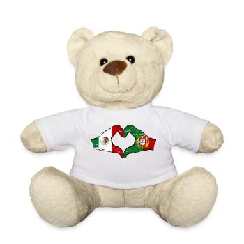 Mexique Portugal Drapeau Mains Coeur Forme Utilisé - Nounours - blanc - Devant