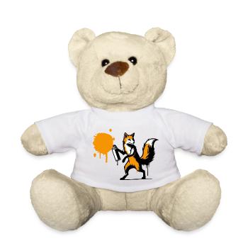Graffiti-Fuchs im kreativen Stencil-Stil - Teddy - Weiß - Vorne