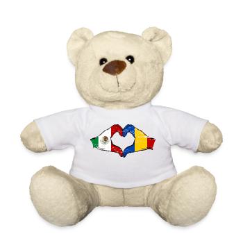 Mexique Roumanie Drapeau Mains Coeur Forme Utilisé - Nounours - blanc - Devant