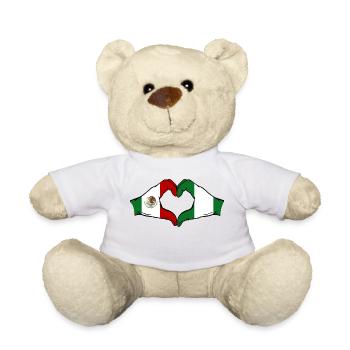 Mexique Nigeria Drapeau Mains Coeur Forme - Nounours - blanc - Devant