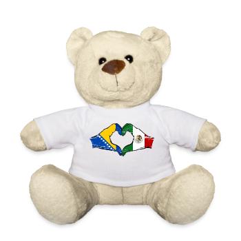 Bosnie Mexique drapeau mains forme de coeur utilisé - Nounours - blanc - Devant