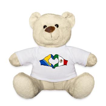 Bosnie Mexique Drapeau Mains Coeur Forme - Nounours - blanc - Devant