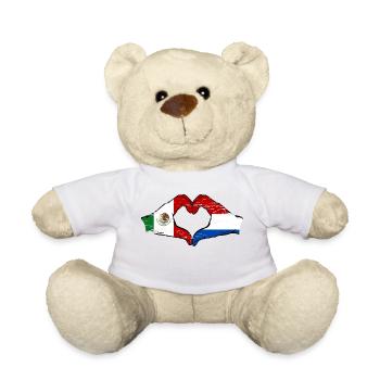Mexique Hollande drapeau mains forme coeur utilisé - Nounours - blanc - Devant