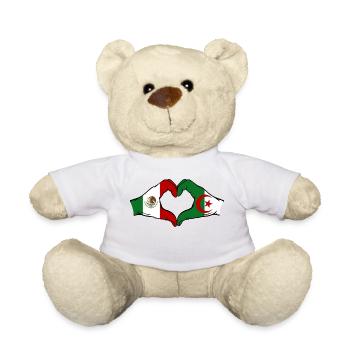 Mexique Algérie Drapeau Mains Coeur Forme - Nounours - blanc - Devant