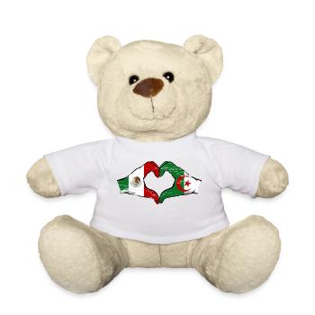 Mexico Algeria flag hands heart shape used - Teddy Bear - white - Front