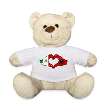 Mexico Albania Flag Hands Heart Shape Used - Teddy Bear - white - Front