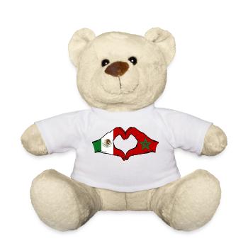 Mexique Maroc Drapeau Mains Coeur Forme - Nounours - blanc - Devant
