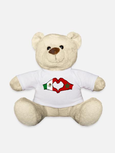 Mexique Maroc Drapeau Mains Coeur Forme - Nounours - blanc