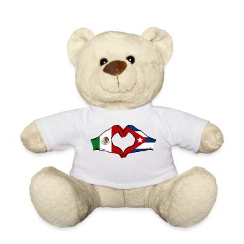 Mexiko Kuba Flagge Hände Herzform - Teddy - Weiß - Vorne