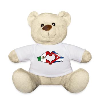 Mexique Cuba Drapeau Mains Coeur Forme Utilisé - Nounours - blanc - Devant
