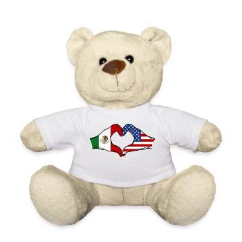 Mexico USA Flag Hands Heart Shape - Teddy Bear - white - Front
